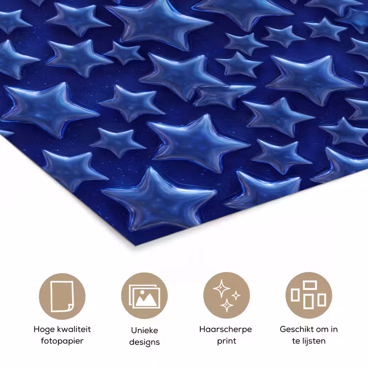 Poster - Blauwe sterren patroon — 5