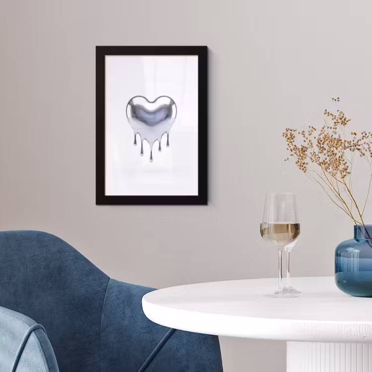 Poster met lijst - Zilveren hart - Abstract — 4
