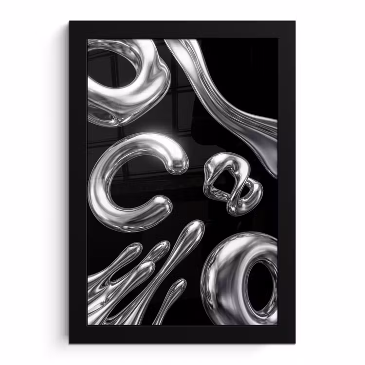 Poster met lijst - Abstract - Vormen - Zilver — 1