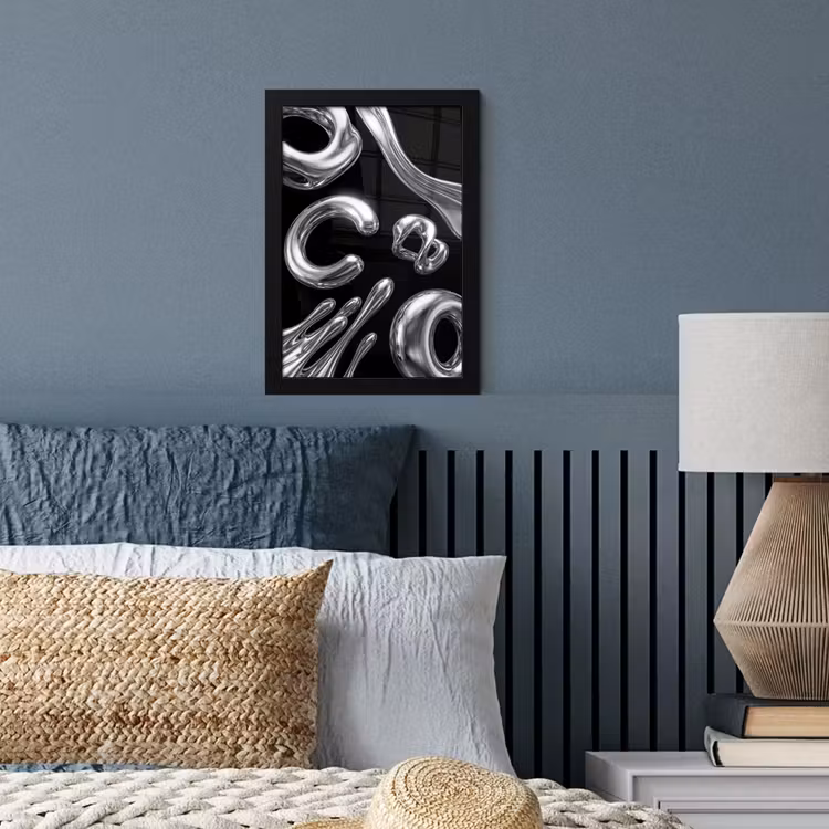 Poster met lijst - Abstract - Vormen - Zilver — 3
