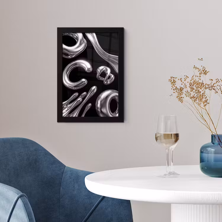 Poster met lijst - Abstract - Vormen - Zilver — 4