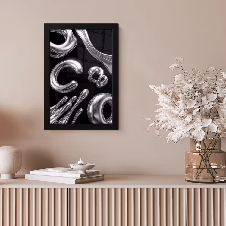 Poster met lijst - Abstract - Vormen - Zilver — 5