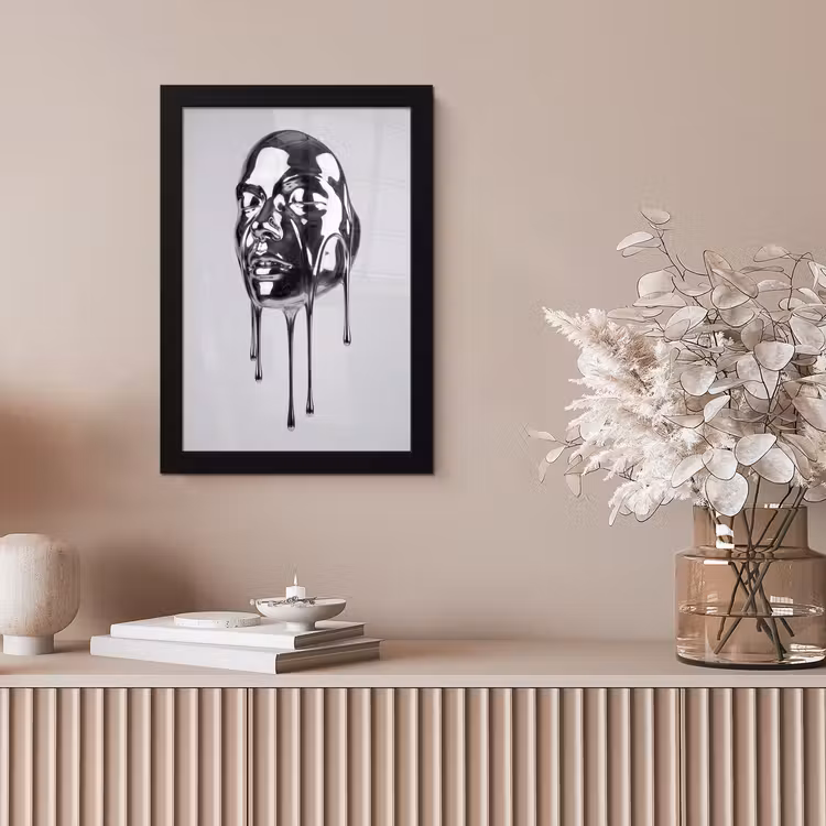 Poster met lijst - Hoofd - Smeltend - Abstract — 5