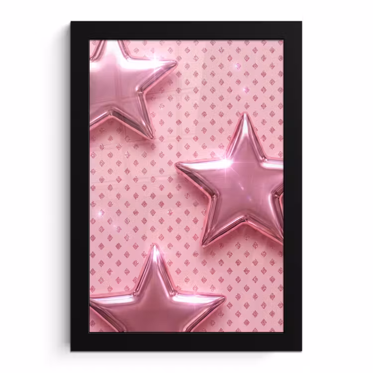 Poster met lijst - Sterren - Roze - Abstract — 1