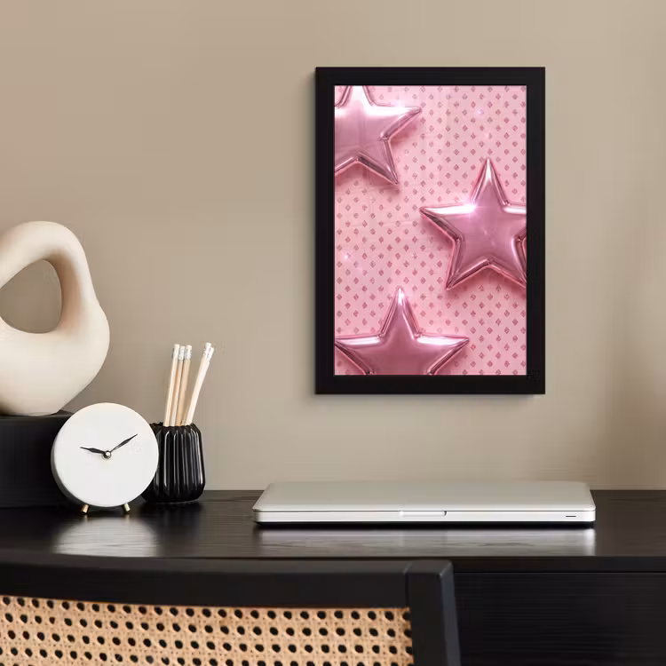 Poster met lijst - Sterren - Roze - Abstract — 2