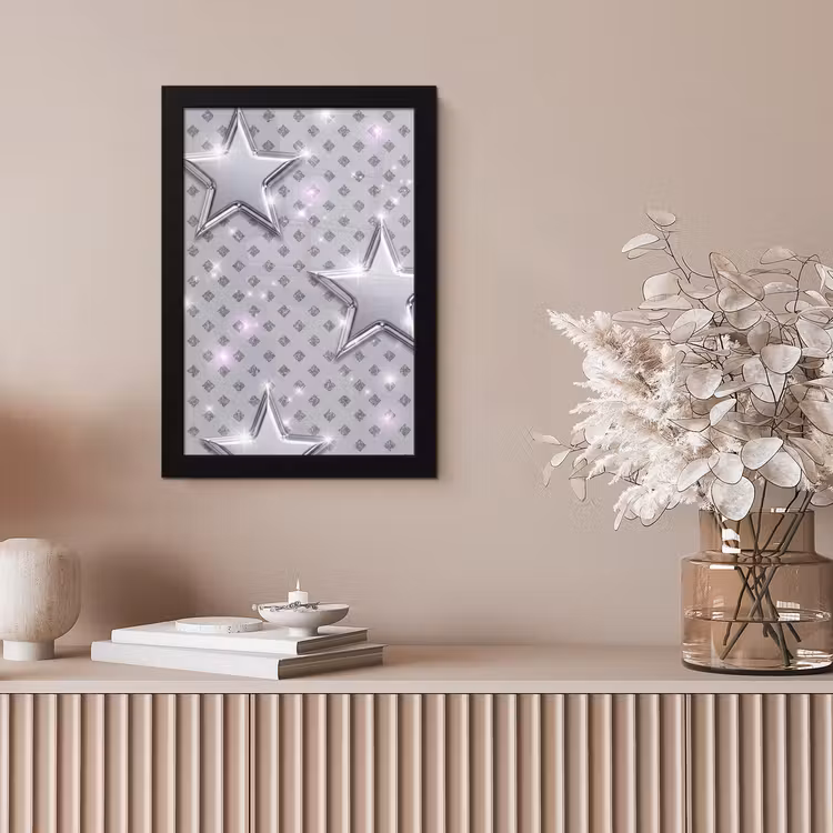 Poster met lijst - Sterren - Zilver - Abstract — 5