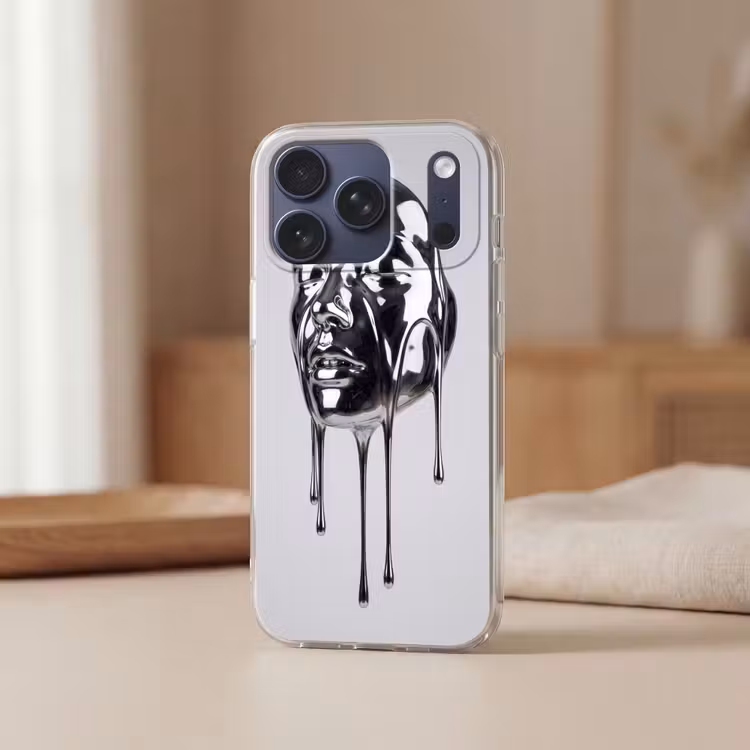 Telefoonhoesje Softcase - Hoofd - Smeltend - Abstract — 3