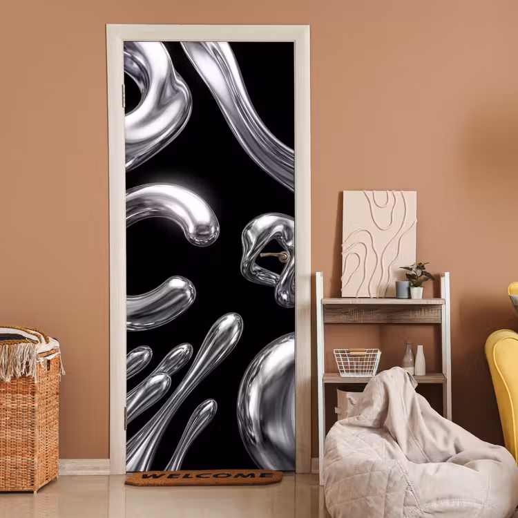 Deursticker - Abstract - Vormen - Zilver — 2