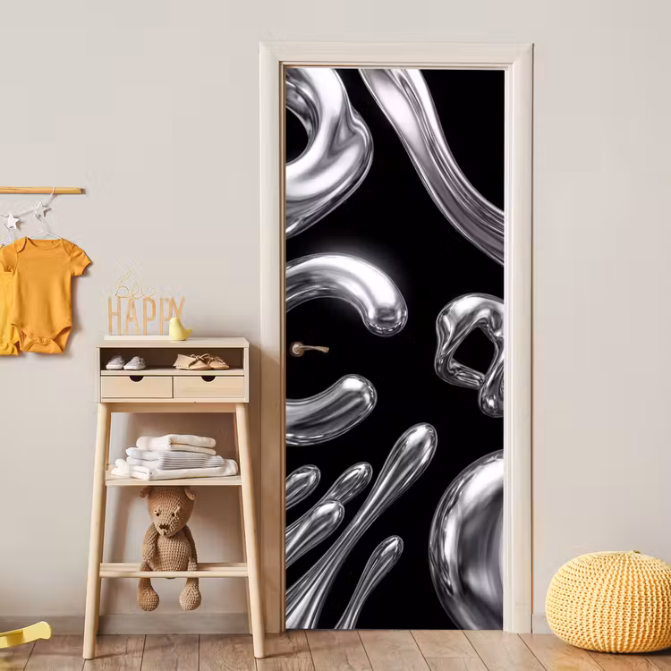 Deursticker - Abstract - Vormen - Zilver — 6