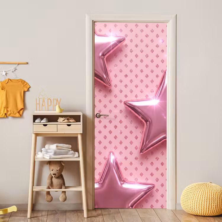 Deursticker - Sterren - Roze - Abstract — 6