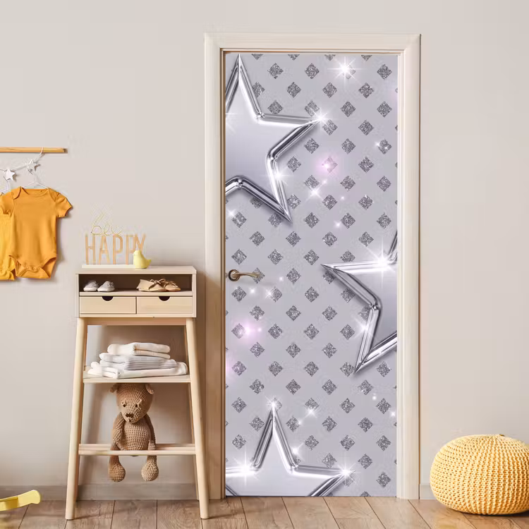 Deursticker - Sterren - Zilver - Abstract — 6