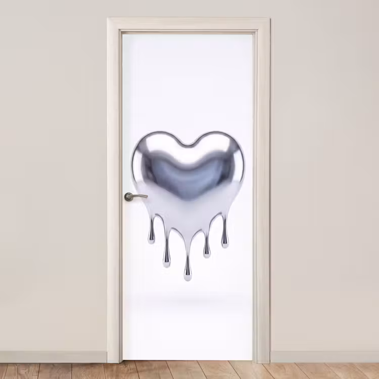 Deursticker - Zilveren hart - Abstract — 1