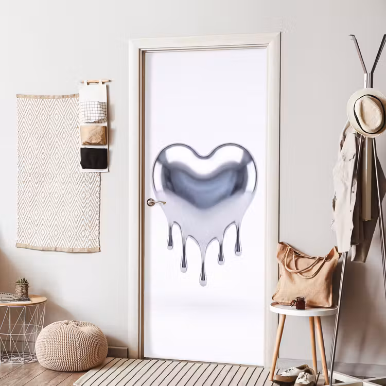 Deursticker - Zilveren hart - Abstract — 8