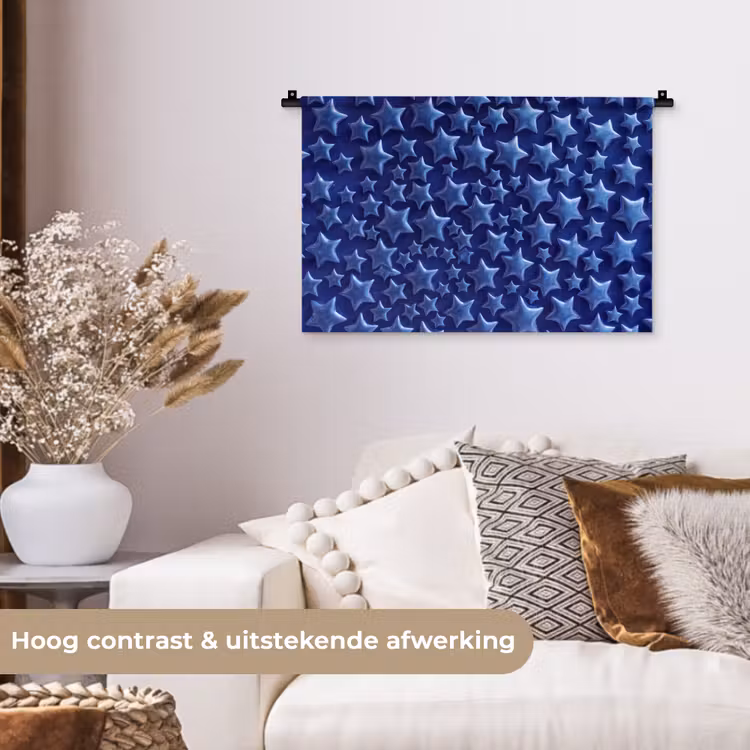 Wandkleed - Blauwe sterren patroon — 4