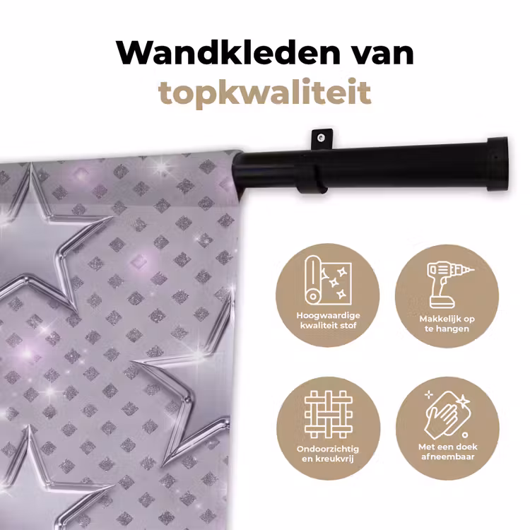 Wandkleed - Sterren - Zilver - Abstract — 3