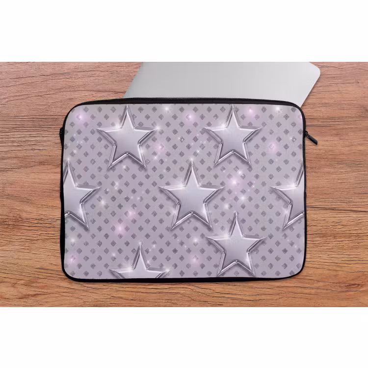 Laptophoes - Sterren - Zilver - Abstract — 2