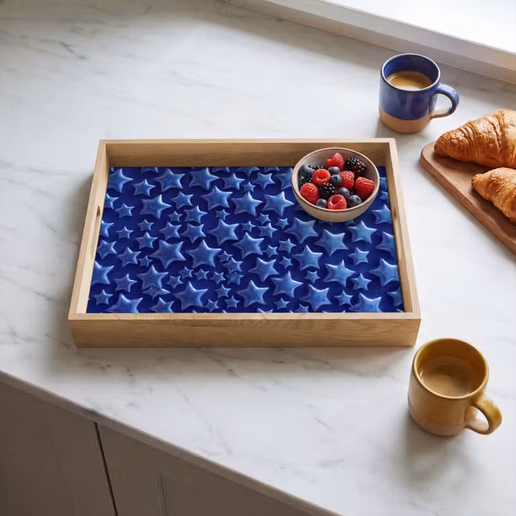 Dienblad - Blauwe sterren patroon — 4