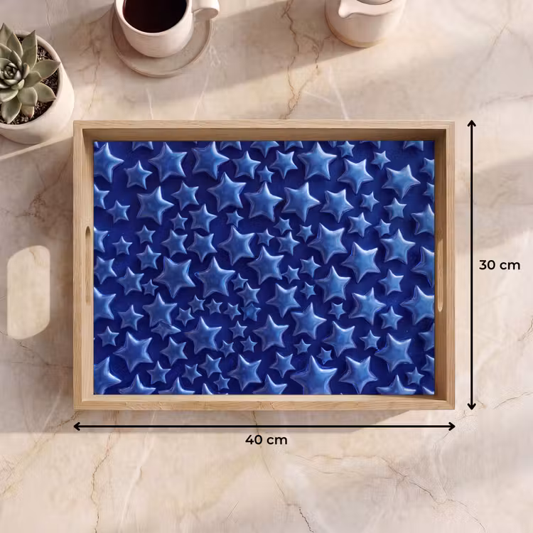 Dienblad - Blauwe sterren patroon — 9