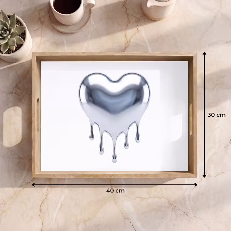 Dienblad - Zilveren hart - Abstract — 9