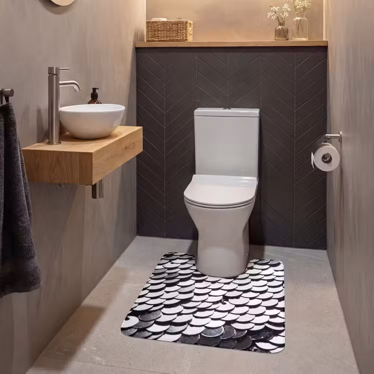 Wc Mat - Pailletten - Zilver - Patroon — 2