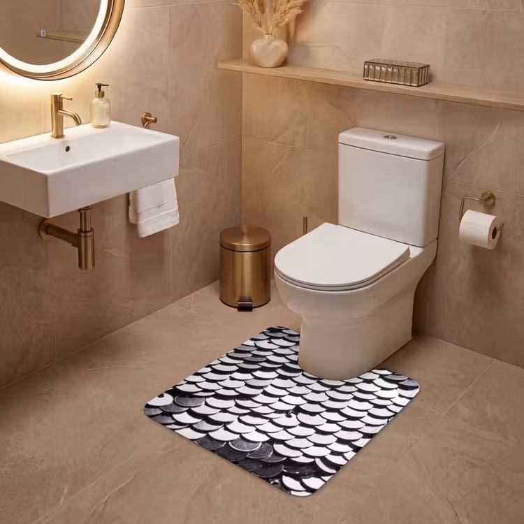 Wc Mat - Pailletten - Zilver - Patroon — 3