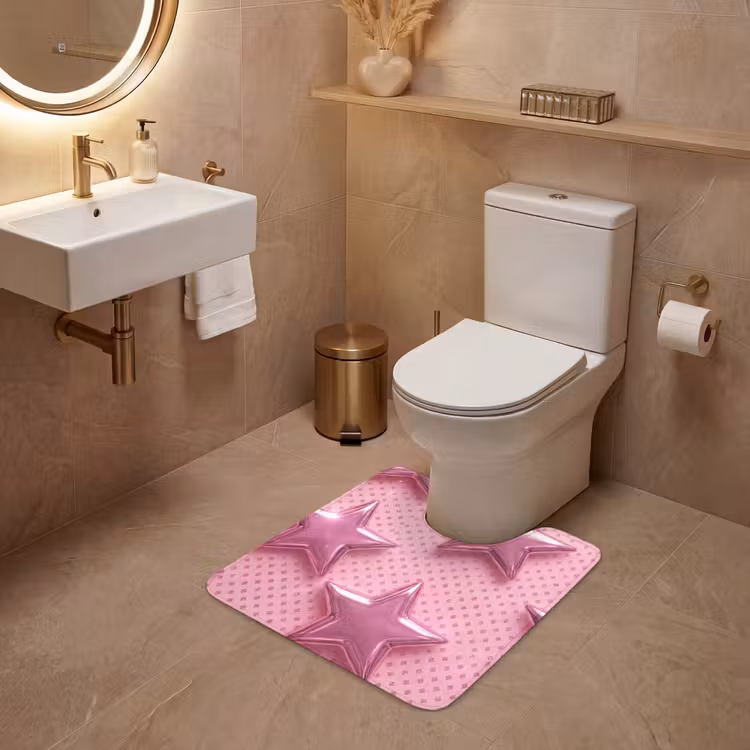 Wc Mat - Sterren - Roze - Abstract — 3