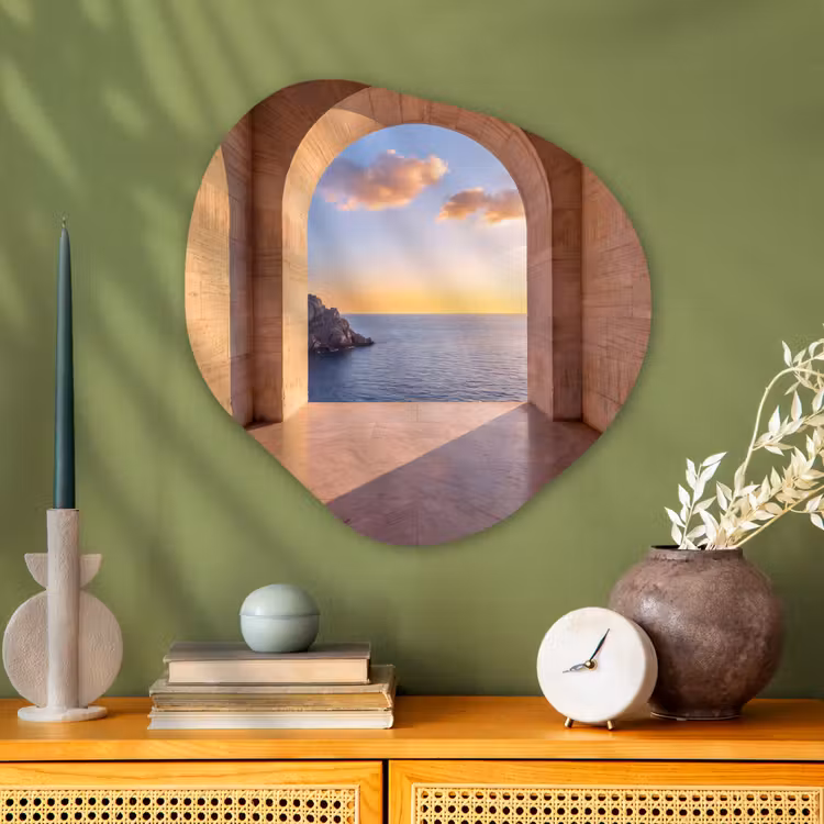 Organisch schilderij - Glas - Zee - Landschap - Avond — 2