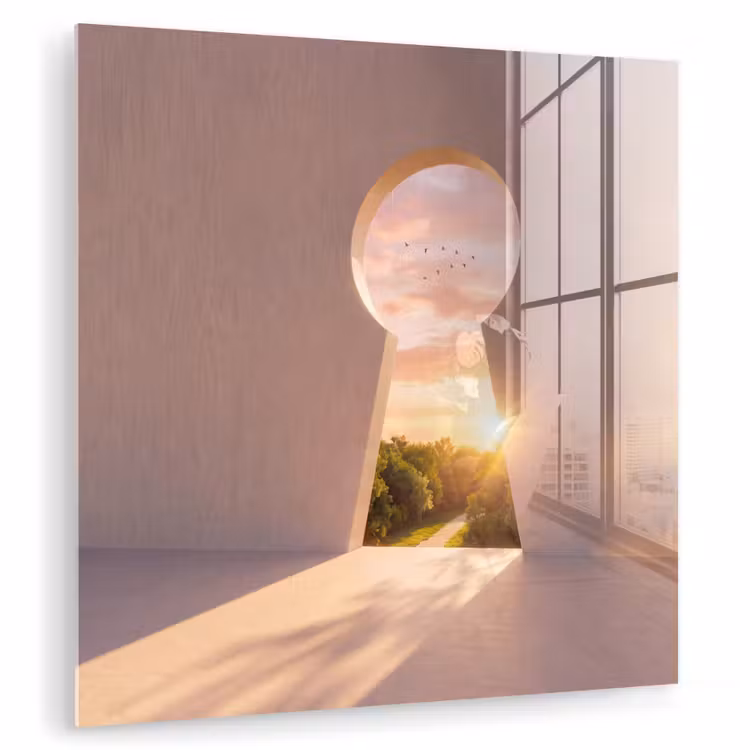 Glas schilderij - Sleutelgat - Natuur - Zon — 1