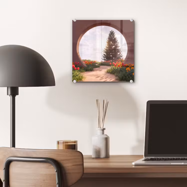 Glas schilderij - Pad - Bloemen - Natuur — 7