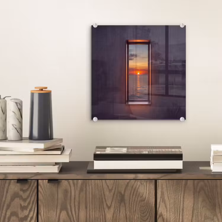 Glas schilderij - Zonsondergang - Zee - Natuur — 2