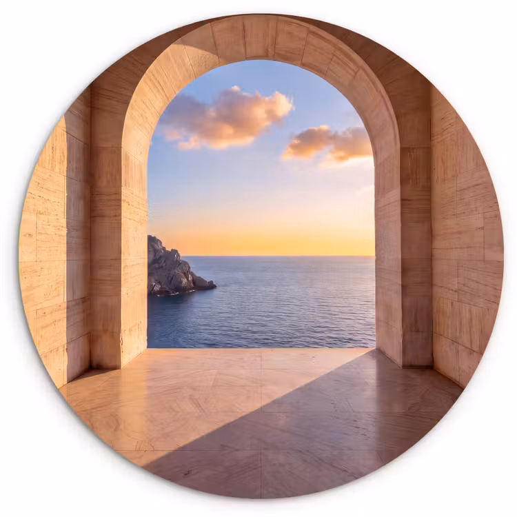 Wandcirkel - Glas - Zee - Landschap - Avond — 1