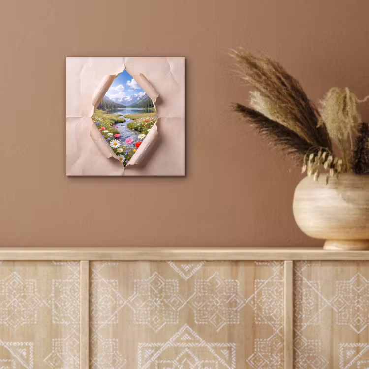 Aluminium schilderij - Bloemen - Rivier - Landschap — 5
