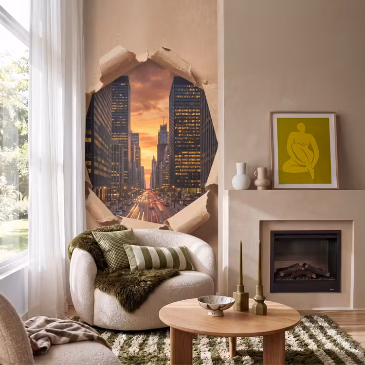 Behang - Stad - Zonsondergang - Papier — 1