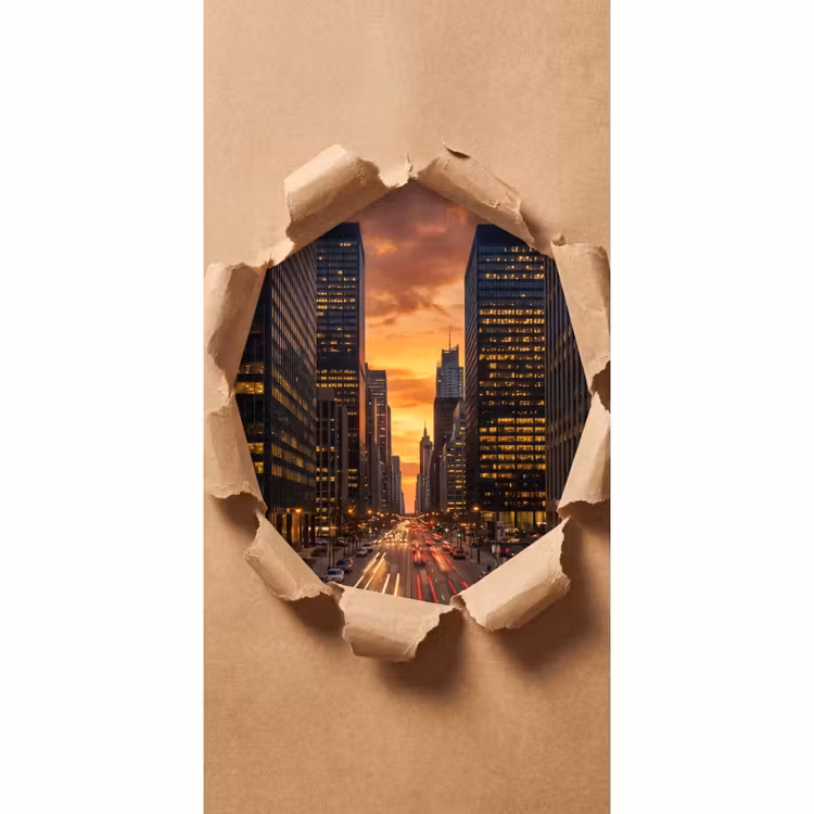 Behang - Stad - Zonsondergang - Papier — 2