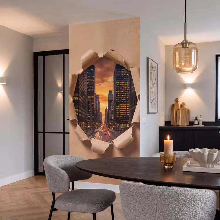 Behang - Stad - Zonsondergang - Papier — 5