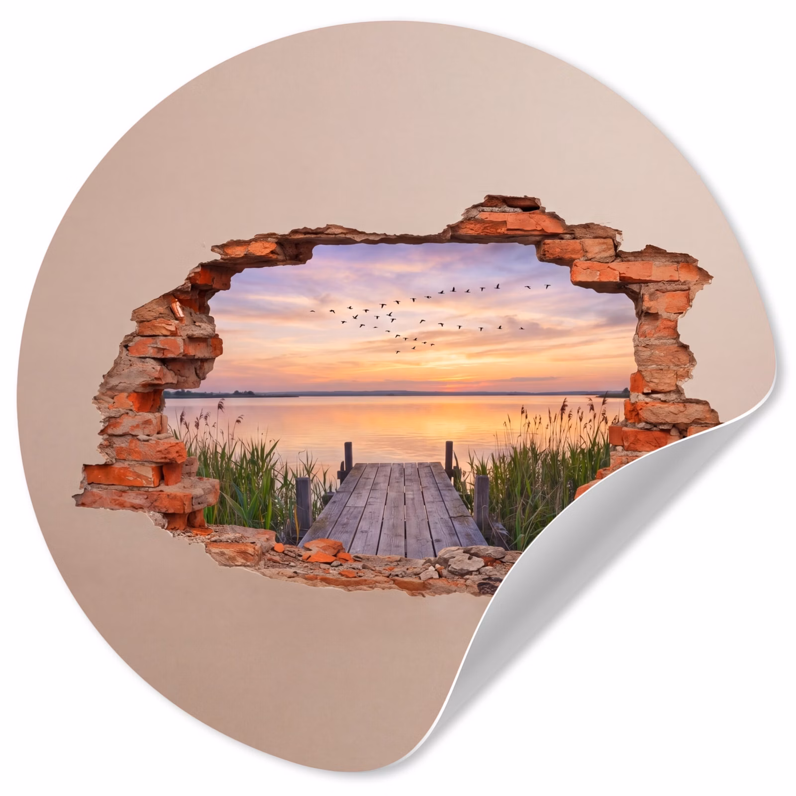 Behangcirkel - Muur - Landschap - Illusie — 1