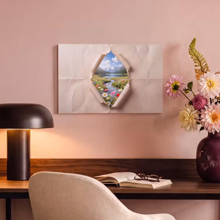 Canvas schilderij - Bloemen - Rivier - Landschap — 6