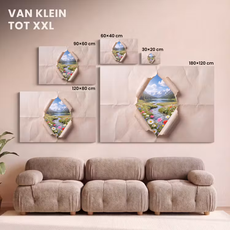 Canvas schilderij - Bloemen - Rivier - Landschap — 8