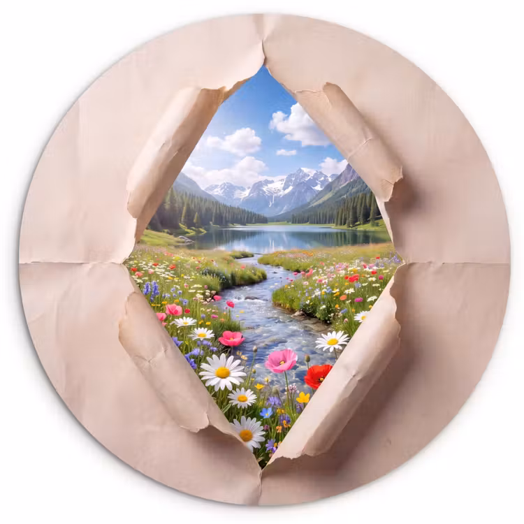 Muurcirkel - Bloemen - Rivier - Landschap — 1