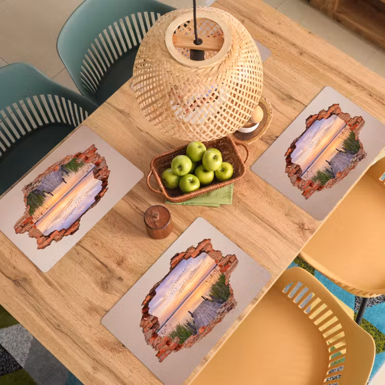 Placemat - 6 stuks - Muur - Landschap - Illusie — 4