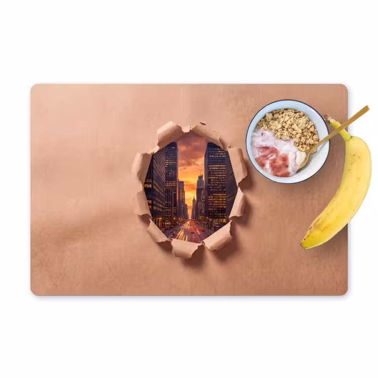 Placemat - 6 stuks - Stad - Zonsondergang - Papier — 1