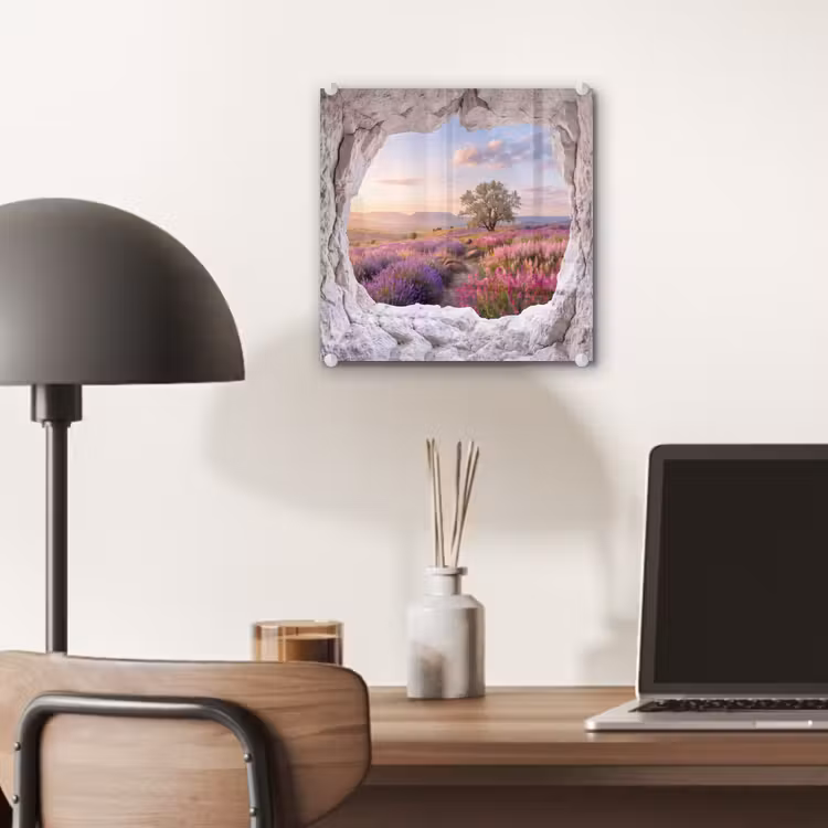 Glas schilderij - Bloemen - Pad - Natuur — 7