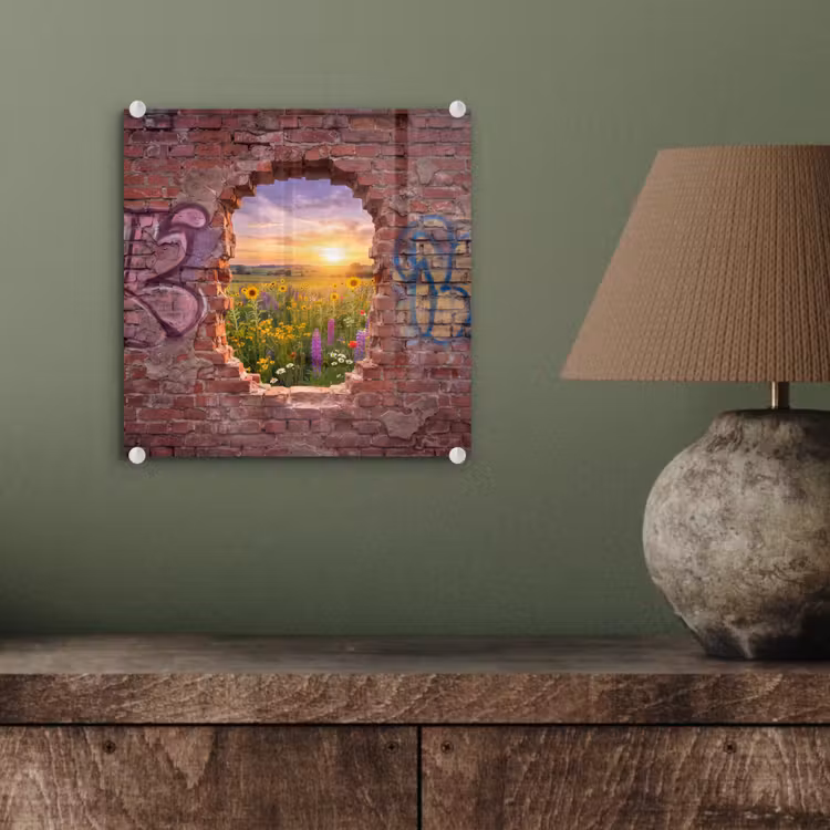 Glas schilderij - Bloemen - Veld - Natuur — 4