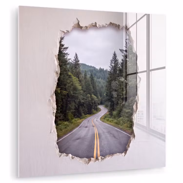 Glas schilderij - Weg - Bos - Natuur — 1