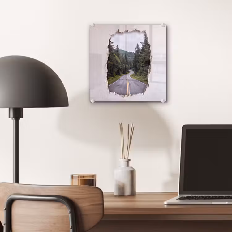 Glas schilderij - Weg - Bos - Natuur — 7