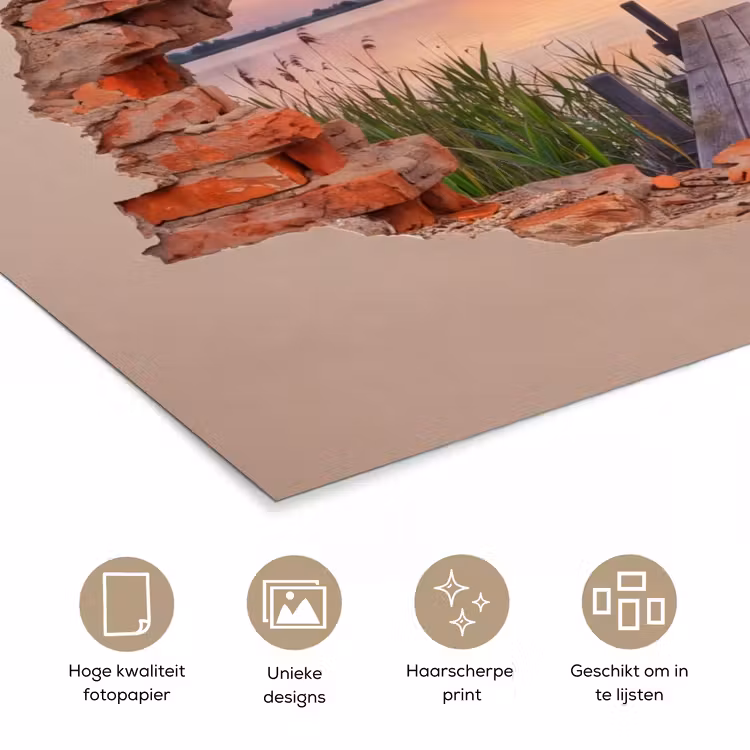 Poster - Muur - Landschap - Illusie — 5