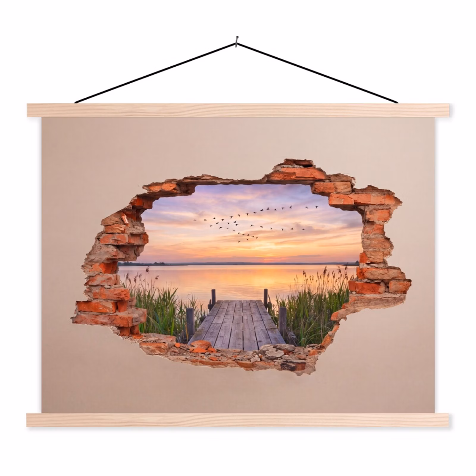 Schoolplaat - Muur - Landschap - Illusie — 1