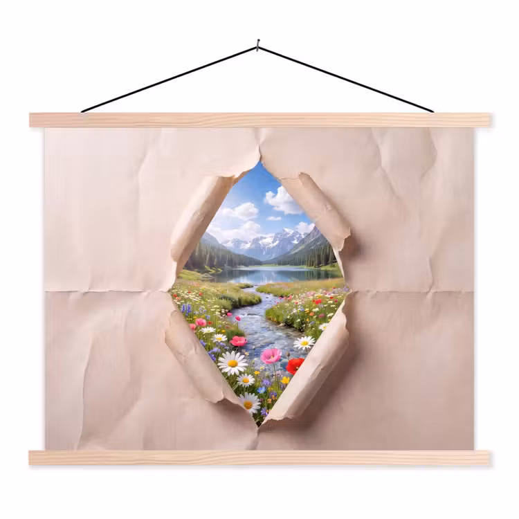 Schoolplaat - Bloemen - Rivier - Landschap — 1