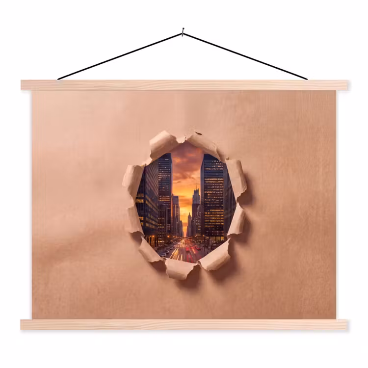 Schoolplaat - Stad - Zonsondergang - Papier — 1