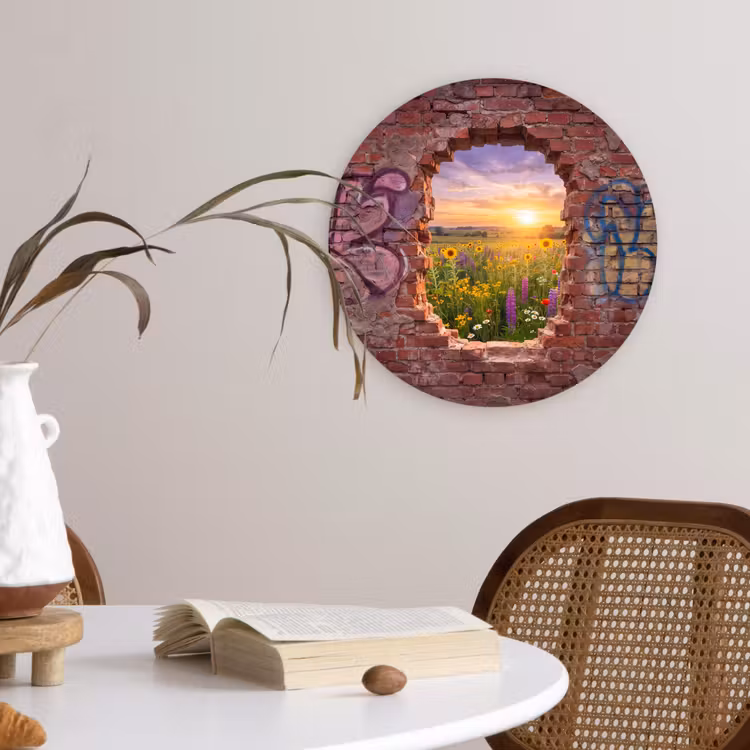 Wandcirkel - Glas - Bloemen - Veld - Natuur — 4